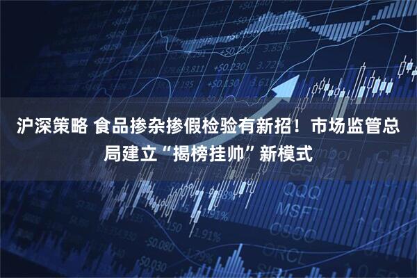 沪深策略 食品掺杂掺假检验有新招！市场监管总局建立“揭榜挂帅”新模式